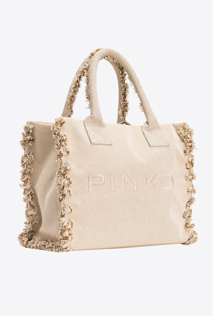 PINKO BEACH SHOPPER IN CANVAS SALE E PEPE