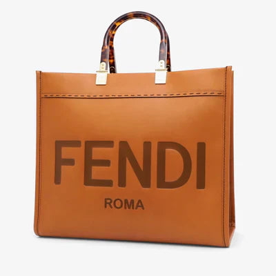 FENDI SUNSHINE LARGE SHOPPER IN PELLE MARRONE