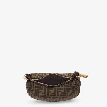 FENDI TIMELESS FENDIGRAPHY MINI MINIBAG IN TESSUTO FF JACQUARD MARRONE