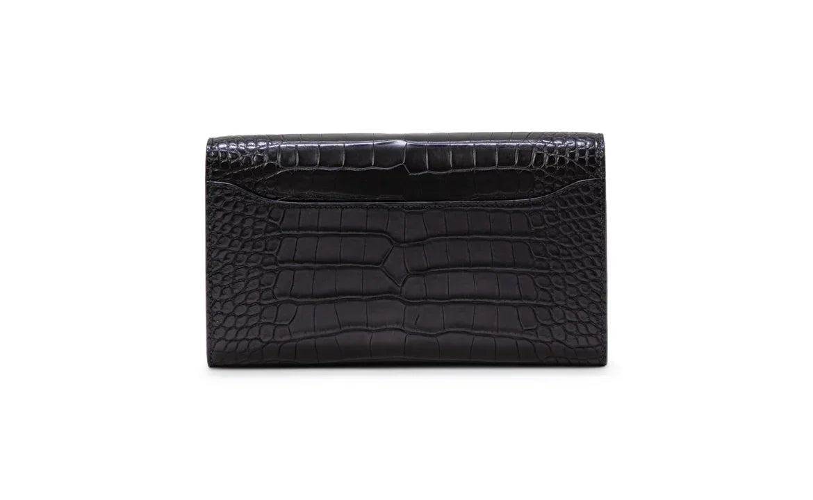 PORTAFOGLIO HERMÈS BLACK MATTE ALLIGATOR MISSISSIPPIENSIS CONSTANCE TO GO GOLD HARDWARE, 2022