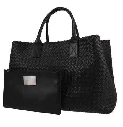 BOTTEGA VENETA SHOPPING BAG BOTTEGA VENETA CABAT IN PELLE INTRECCIATA NERA