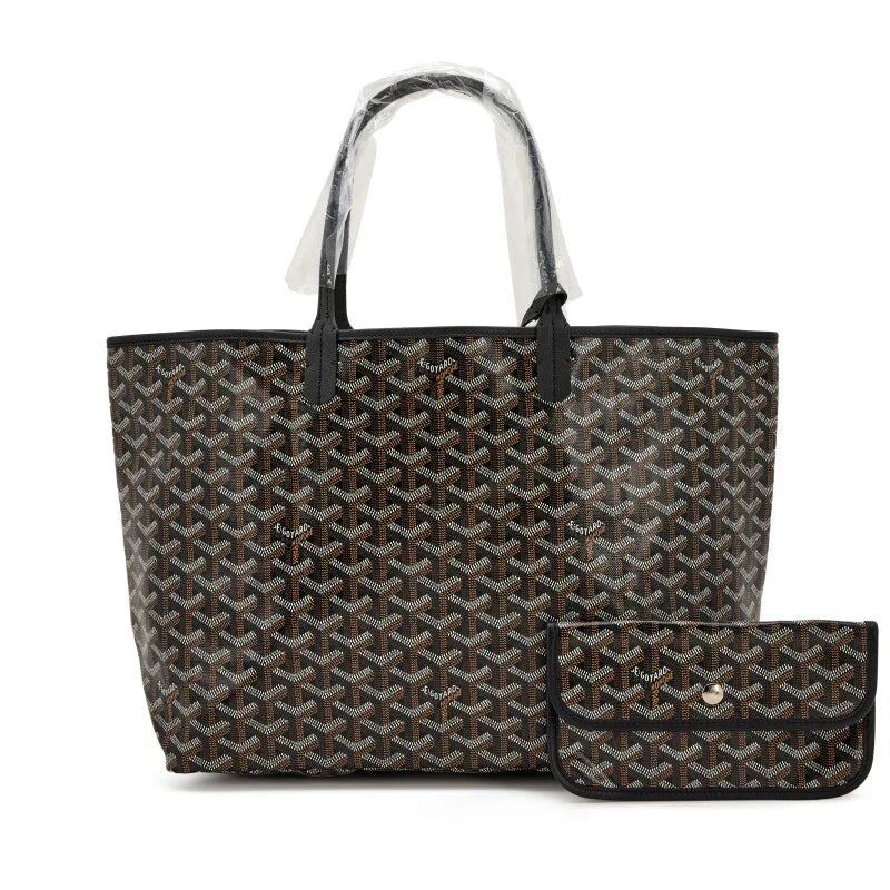 GOYARD BLACK GOYARDINE CANVAS AND CHEVROCHES CALFSKIN SAINT LOUIS PM TOTE, 2023