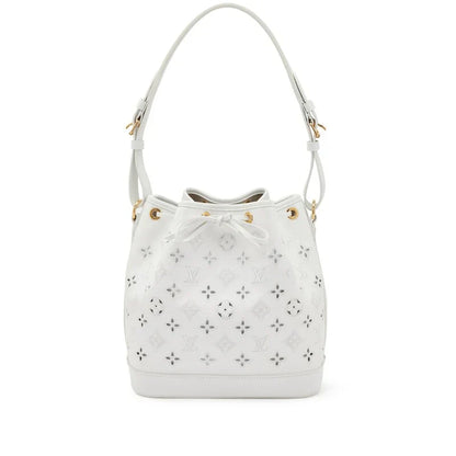 LOUIS VUITTON WHITE CUT-OUT MONOGRAM CALFSKIN PETIT NOÉ GOLD HARDWARE