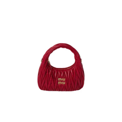 MIUMIU BORSA HOBO WANDER IN NAPPA MATELASSÉ (ROSSO)