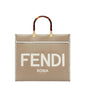 FENDI SUNSHINE MEDIUM SHOPPER IN PELLE TORTORA CON INFILATURE A CONTRASTO